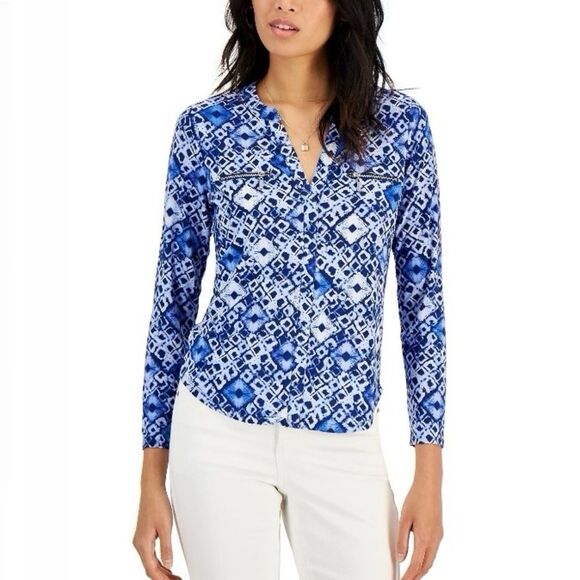Blue Long Sleeve Top M - Picture 1 of 4